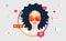 Curly girl social media concept with icons