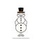 curly girl wearing christmas snowman costume, black hat and snow balls, cute female character, flat vector illustration
