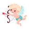 Curly-haired Cherub Character as Saint Valentine Day Symbol Vector Illustration