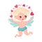 Curly-haired Cherub Character as Saint Valentine Day Symbol Vector Illustration