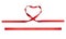 A curly heart shape red ribbon for Christmas and Valentines banner.