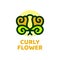 curly orange flower bloom nature logo concept design illustration