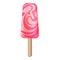 Curly pink popsicle icon, cartoon style