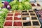 Currant berries in small baskets and lettuce