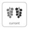 Currant icon. Black berry outline flat sign, isolated white background. Symbol health nutrition, eco food fruit. Contour
