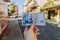 Currency - Bulgarian lev. A woman`s hand holds a 20 denomination bill on the street