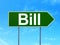 Currency concept: Bill on road sign background