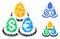 Currency deposit diversification Mosaic Icon of Circle Dots