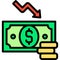 Currency Depreciation icon, Bankruptcy related vector