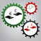 Currency exchange from hand to hand. Euro and Pound. Vector. Three connected gears with icons at grayish background..