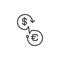 Currency exchange line icon, outline vector sign, linear style pictogram isolated on white.