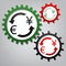 Currency exchange sign. Euro and Japan Yen. Vector. Three connected gears with icons at grayish background.. Illustration.