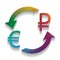 Currency exchange sign. Euro and Russia Ruble. Vector. Colorful