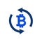 Currency exchange simple icon. Money Transfer sign. Bitcoin in rotation arrow symbol. Quality design elements.