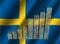 Currency graph on rippled Swedish flag illustration