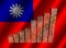 Currency graph on rippled Taiwanese flag illustration