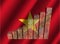 Currency graph on rippled Vietnamese flag illustration