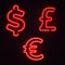 Currency neon symbols