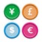 Currency round icon sets