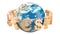 Currency symbols rotating around the Earth Globe, 3D rendering