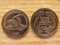 Currency of the USA 1 cent coin obverse showing Flying Eagle and