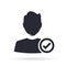 Current User icon. Verify Member Profile. Approved User account. Isolated vector illustration.