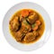 Curry Chicken Jamaican Cuisine. On A White Plate