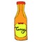 Curry sauce bottle. Spicy dressing in a jar. Hand drawn vector s