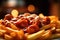 Curry Wurst with fries in a close-up shot, macro shot - made with generative AI tools