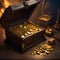 Cursed treasure, Treasure chest filled with cursed gold coins guarded by malevolent spirits and deadly traps2