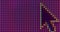 Cursor arrow movement on monitor pixels. Purple background.
