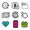 Cursor click icon. Heart beat symbol. Post card icon. smartphone 5G sign. 24h open and cryptocurrency security icons.