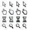 Cursor. Hand, arrow, hourglass, magnifying