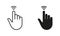 Cursor Hand, Computer Mouse Swipe Up Line and Silhouette Black Icon Set. Pointer Finger Pictogram. Press, Tap, Touch