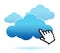 Cursor icon hand clicking on a cloud illustration