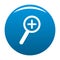 Cursor magnifier plus icon blue vector