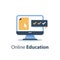 Cursor on monitor, submit document file, registration and enrollment, education online course, web training class, distant exam