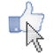 The cursor over an icon thumbs up isolated