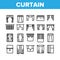 Curtain Collection Decor Elements Icons Set Vector