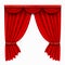 Curtain red for theatre stage, opera scene. Drape textile. Luxury fabric background.