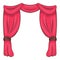 Curtain on stage icon, cartoon style