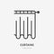 Curtains flat line icon. Bathroom curtain sign. Thin linear logo for interior store