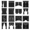 Curtains, lambrequins, cornice and other web icon in black style. Furniture, textiles, window icons in set collection.