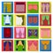 Curtains, lambrequins, cornice and other web icon in flat style. Furniture, textiles, window icons in set collection.