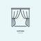 Curtains line icon, home textile cleaning logo. Jalousie store flat sign, illustration for fabric shop