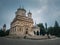 Curtea de Arges old Christian Orthodox monastery in Romania. Beautiful Cathedral facade and architectural details from the legend