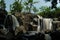 curug gamelan in Salatiga, Central Java. Indonesia. Waerfalls with giant rocks.