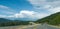 Curve of busy mountain road in British Columbia.