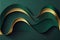 Curve golden line on dark green shade background, abstract background