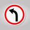 Curve Left  Traffic Road Sign Isolate On White Background,Vector Illustration